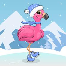 flamingo in snow